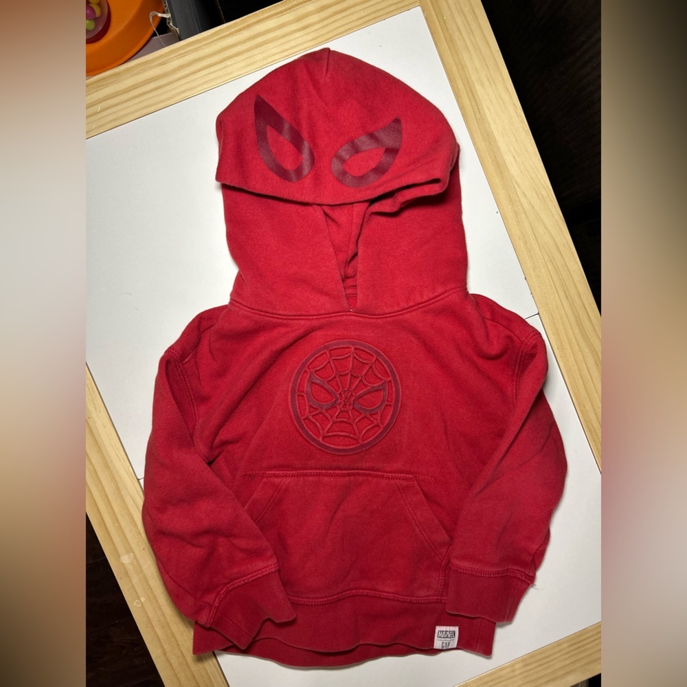 Marvel Red Boys' Zip-Up Hoodie with Spider Web Emblem